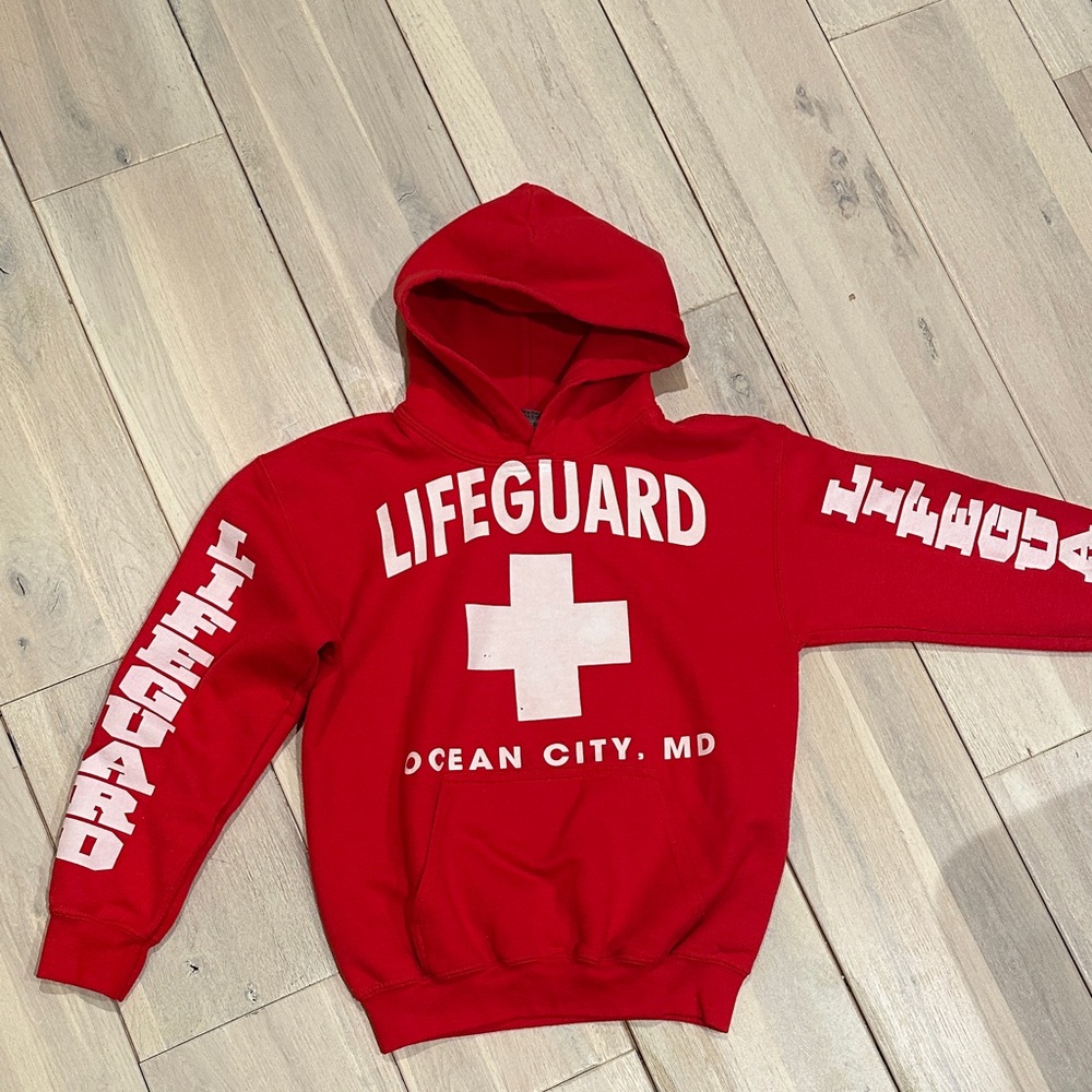 Lifeguard Hoodie Ocean City MD Youth Red
